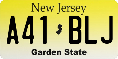 NJ license plate A41BLJ