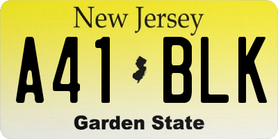 NJ license plate A41BLK