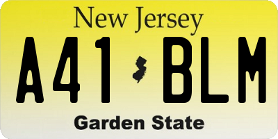 NJ license plate A41BLM