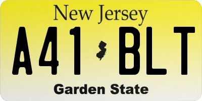 NJ license plate A41BLT