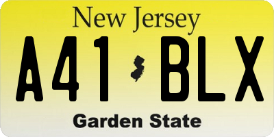 NJ license plate A41BLX