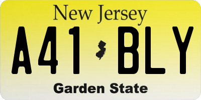 NJ license plate A41BLY