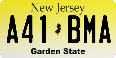 NJ license plate A41BMA