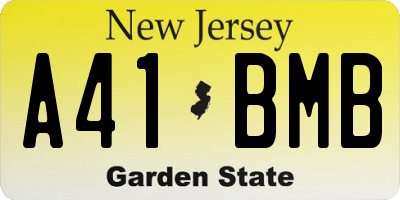 NJ license plate A41BMB