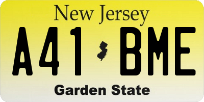 NJ license plate A41BME