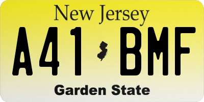 NJ license plate A41BMF