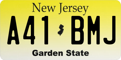 NJ license plate A41BMJ
