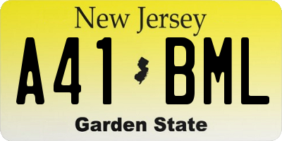 NJ license plate A41BML