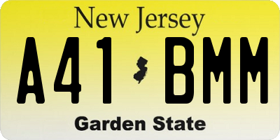 NJ license plate A41BMM