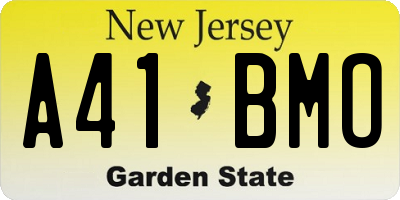 NJ license plate A41BMO
