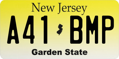 NJ license plate A41BMP