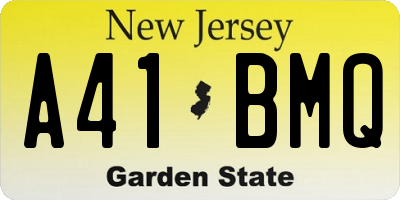 NJ license plate A41BMQ