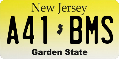 NJ license plate A41BMS