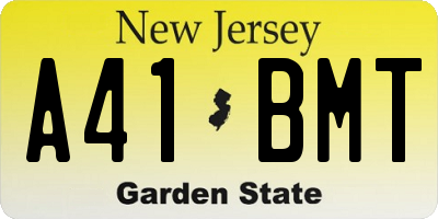 NJ license plate A41BMT