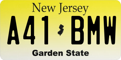 NJ license plate A41BMW