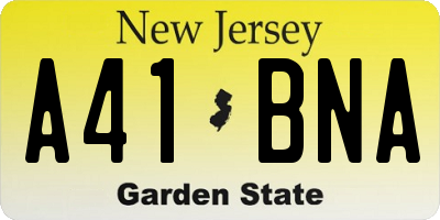 NJ license plate A41BNA