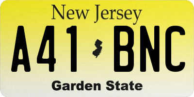 NJ license plate A41BNC
