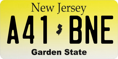 NJ license plate A41BNE