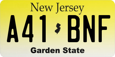 NJ license plate A41BNF