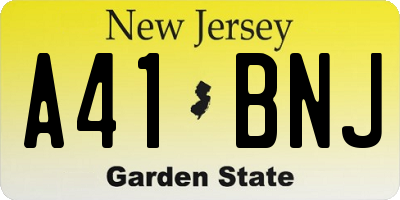 NJ license plate A41BNJ