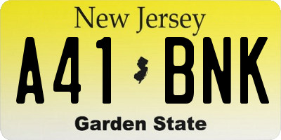 NJ license plate A41BNK