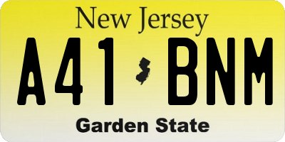 NJ license plate A41BNM