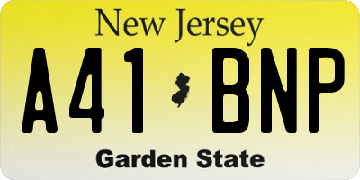 NJ license plate A41BNP
