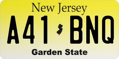 NJ license plate A41BNQ