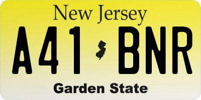 NJ license plate A41BNR