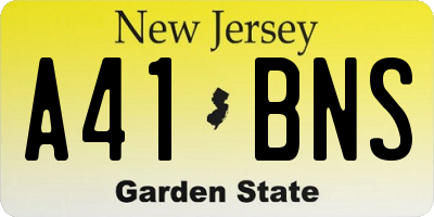 NJ license plate A41BNS