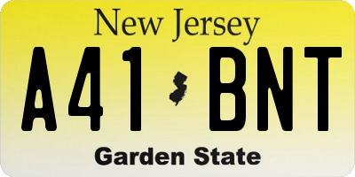 NJ license plate A41BNT