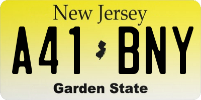 NJ license plate A41BNY