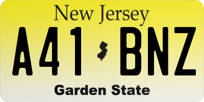 NJ license plate A41BNZ