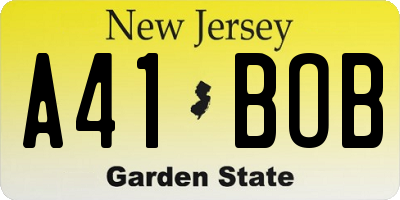 NJ license plate A41BOB