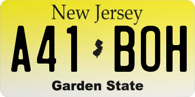 NJ license plate A41BOH