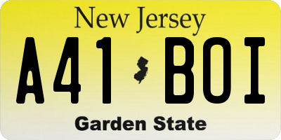 NJ license plate A41BOI