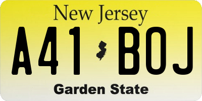 NJ license plate A41BOJ