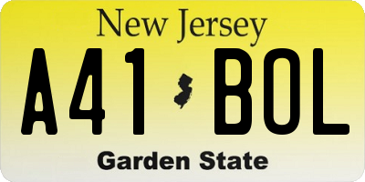 NJ license plate A41BOL