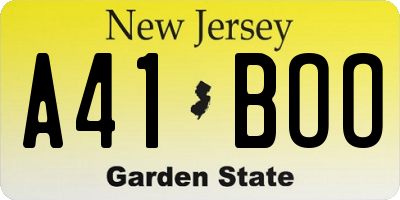 NJ license plate A41BOO