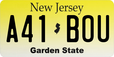 NJ license plate A41BOU
