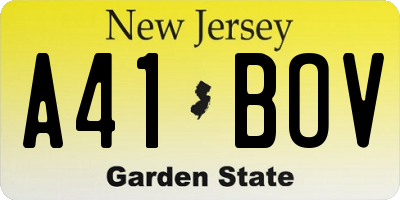 NJ license plate A41BOV