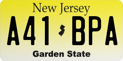 NJ license plate A41BPA