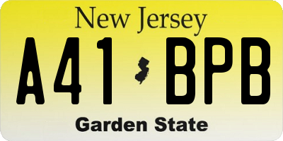 NJ license plate A41BPB