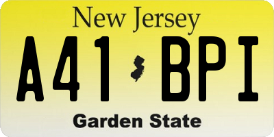 NJ license plate A41BPI