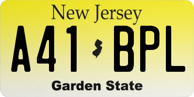 NJ license plate A41BPL