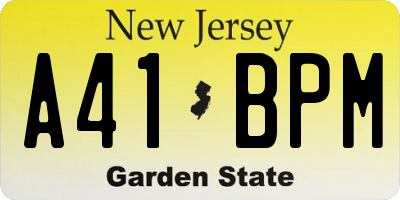 NJ license plate A41BPM