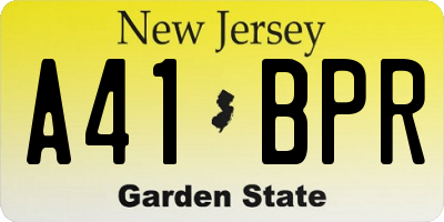 NJ license plate A41BPR