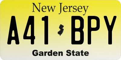 NJ license plate A41BPY