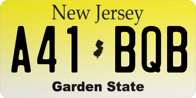 NJ license plate A41BQB