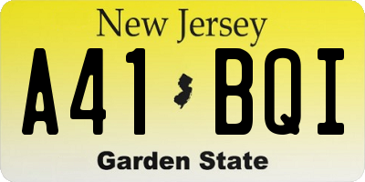 NJ license plate A41BQI